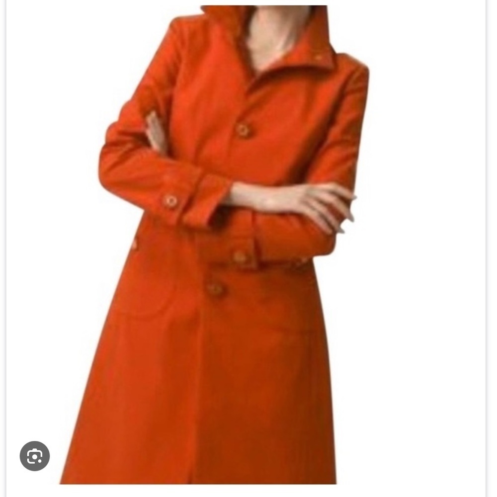 Tory Burch Jack Raincoat in Equestrian Orange NWT Size 14 designer rain coat …